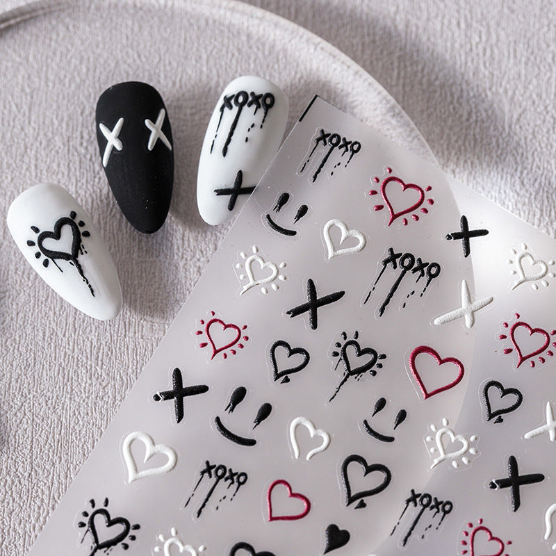 Tensor Nail Art Stickers Graffiti Ghost Face Embossed Sticker Decals - Nail MAD