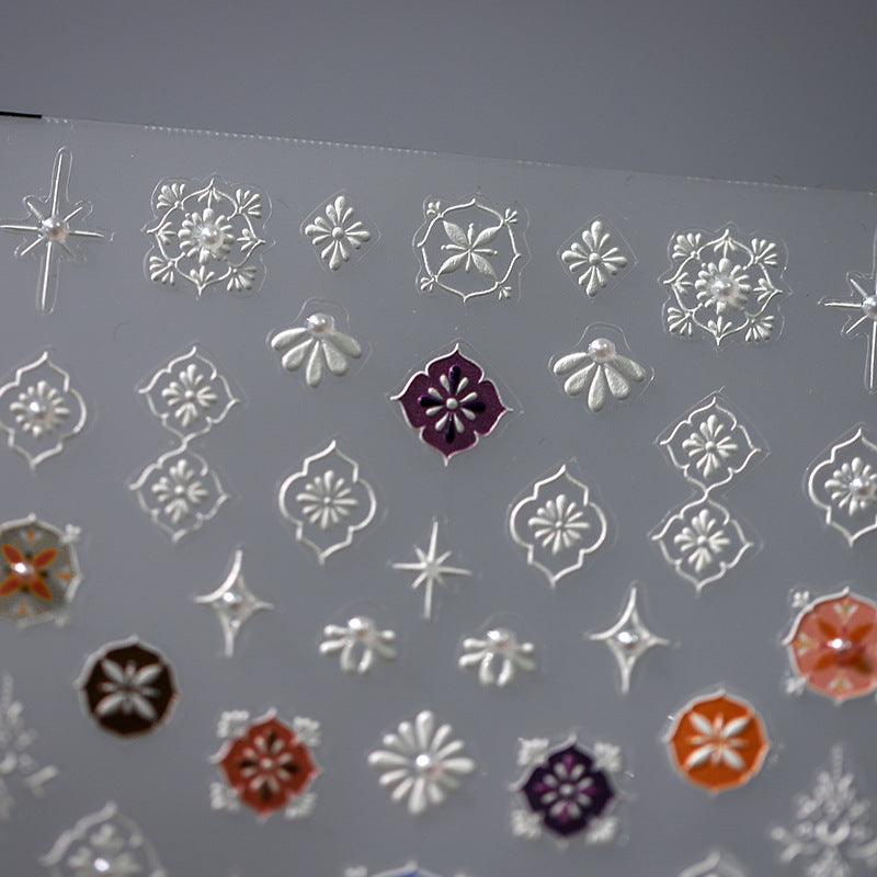 NailMAD Nail Art Stickers Adhesive Slider White Embossed Sticker Decals TL002 - Nail MAD