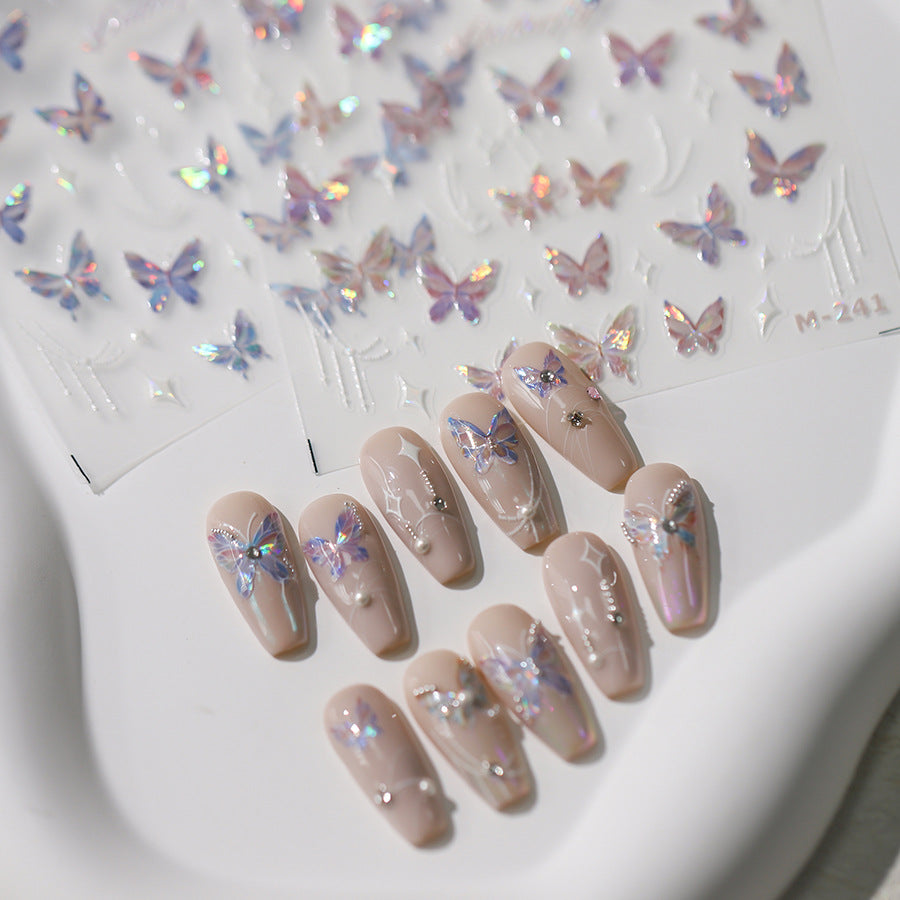 NailMAD Nail Art Stickers Adhesive Slider Embossed Metal Butterfly Sticker Decals M241 - Nail MAD