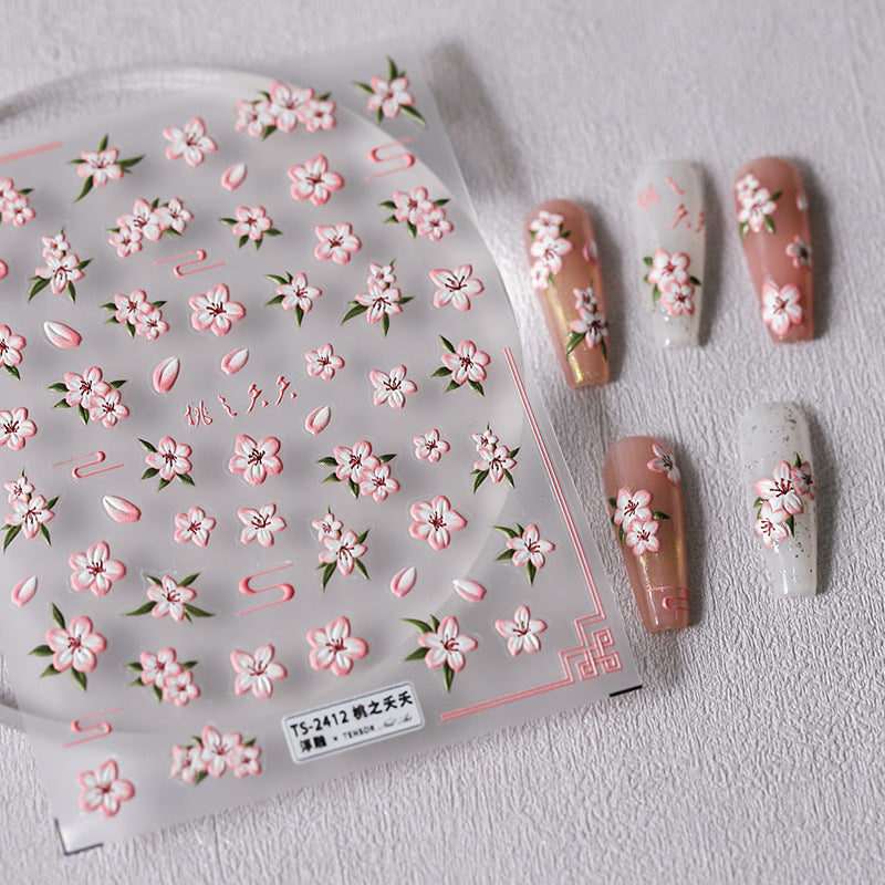 Tensor Nail Art Stickers Peach Blossom Sticker Decals - Nail MAD