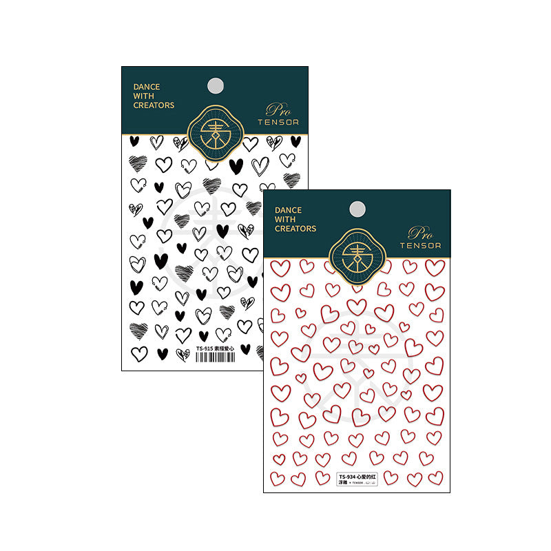 Tensor Nail Art Stickers Love Heart Embossed Sticker Decals - Nail MAD