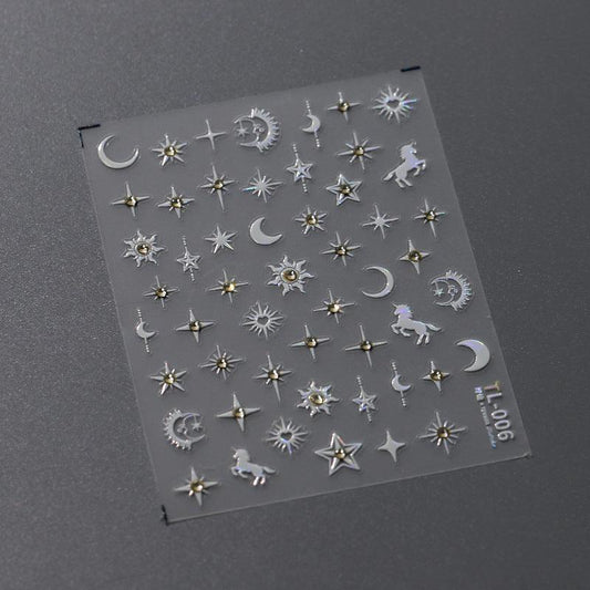 Tensor Nail Art Stickers Star Moon With Rhinestone Sticker Decals TL006 - Nail MAD