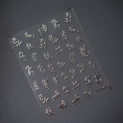 Tensor Nail Art Stickers Metal Color Dragon Sticker Decals M149 - Nail MAD
