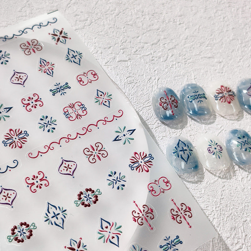 Tensor Nail Art Stickers Persian Totem Embossed Sticker Decals - Nail MAD