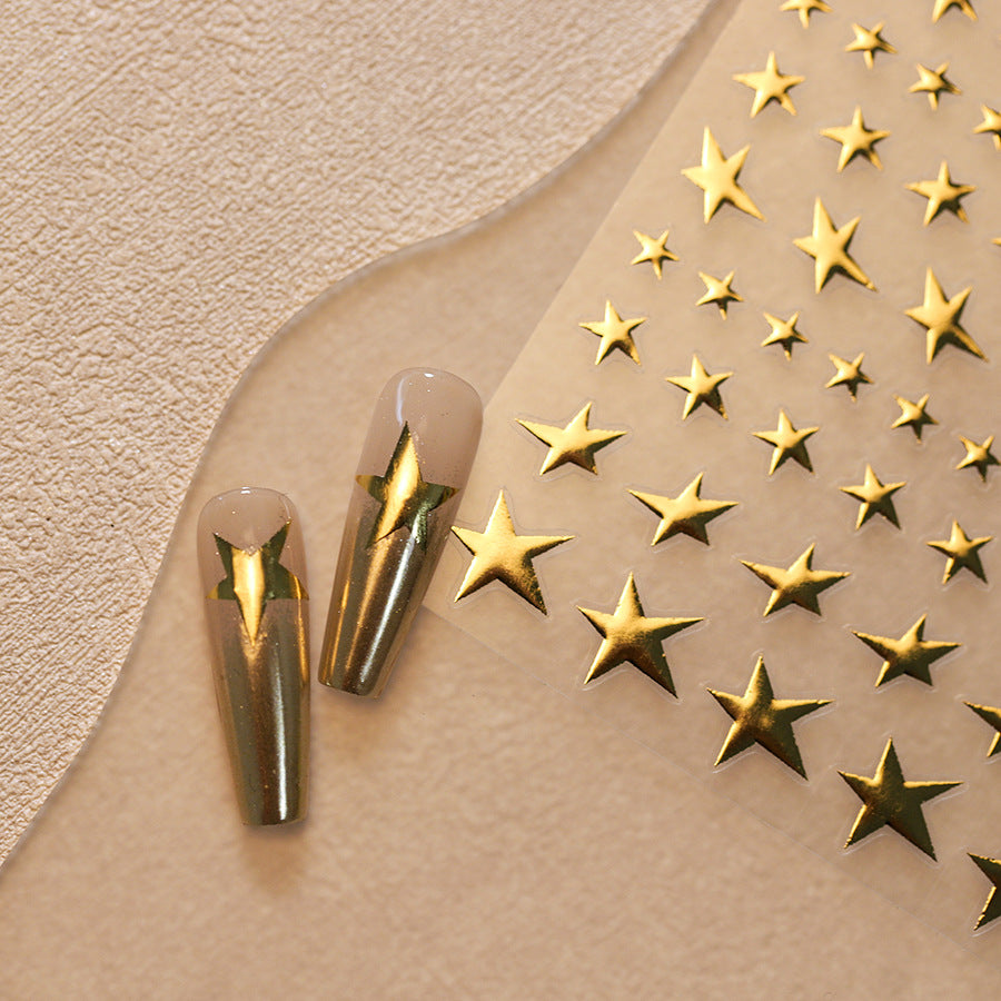 NailMAD Metal Star Nail Art Stickers Adhesive Gold Star Sticker Decals M417