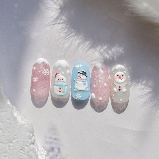 Snowman Nail Art Stickers Adhesive Embossed Xmas Sticker Decals to4760