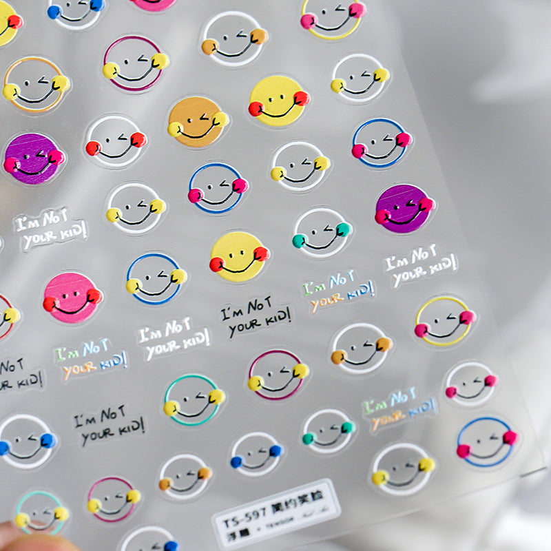 Tensor Nail Sticker Embossed Smile Face Sticker Decals TS496 - Nail MAD