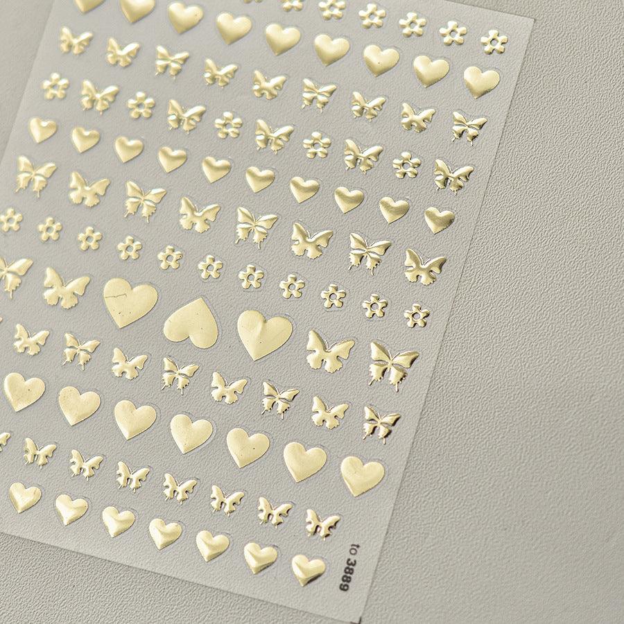 Laser Love Nail Art Stickers Adhesive Embossed Shiny Heart Sticker Decals for Valentine's Day