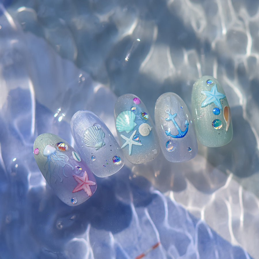 NailMAD Pastel Marine Life Nail Art Stickers Adhesive Embossed Jellyfish Sticker Decals to4096