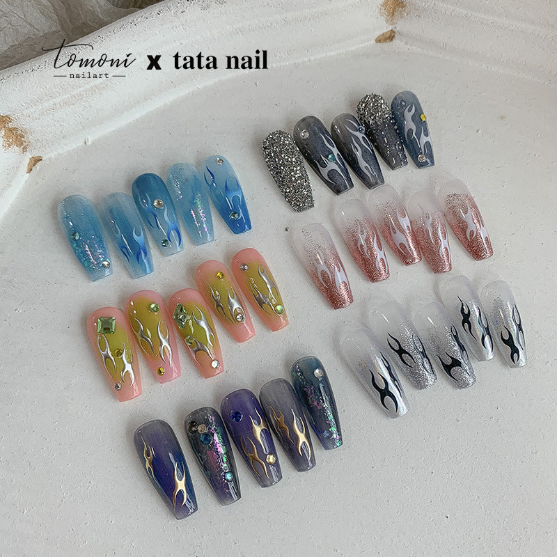 NailMAD Metal Flame Nail Art Stickers Adhesive Embossed Fire Chain Sticker Decals toa146