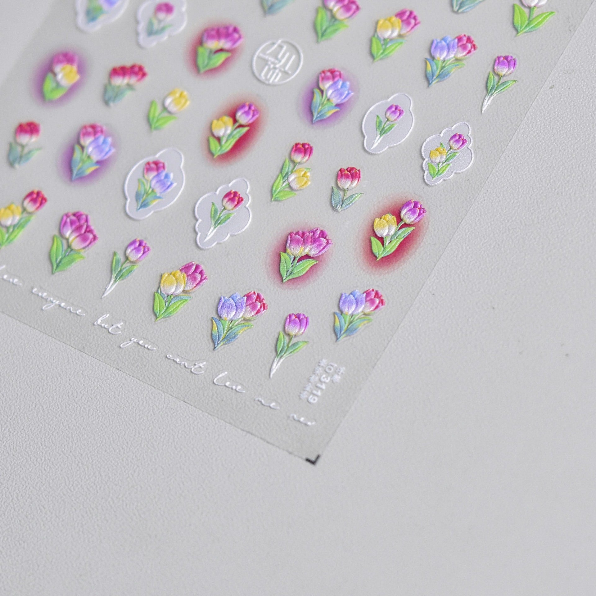 Gradient Tulip Nail Art Stickers Adhesive Embossed Daisy Flower Sticker Decals to3097