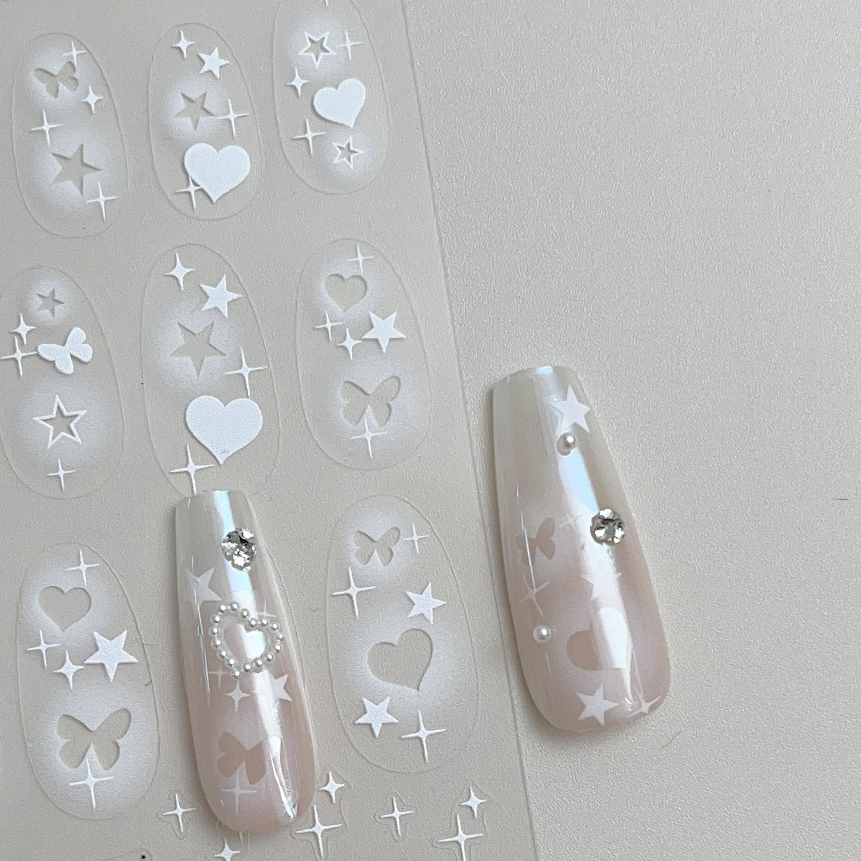 Painted Hollow Love Nail Art Stickers Adhesive Butterfly Star Sticker Decals to3404