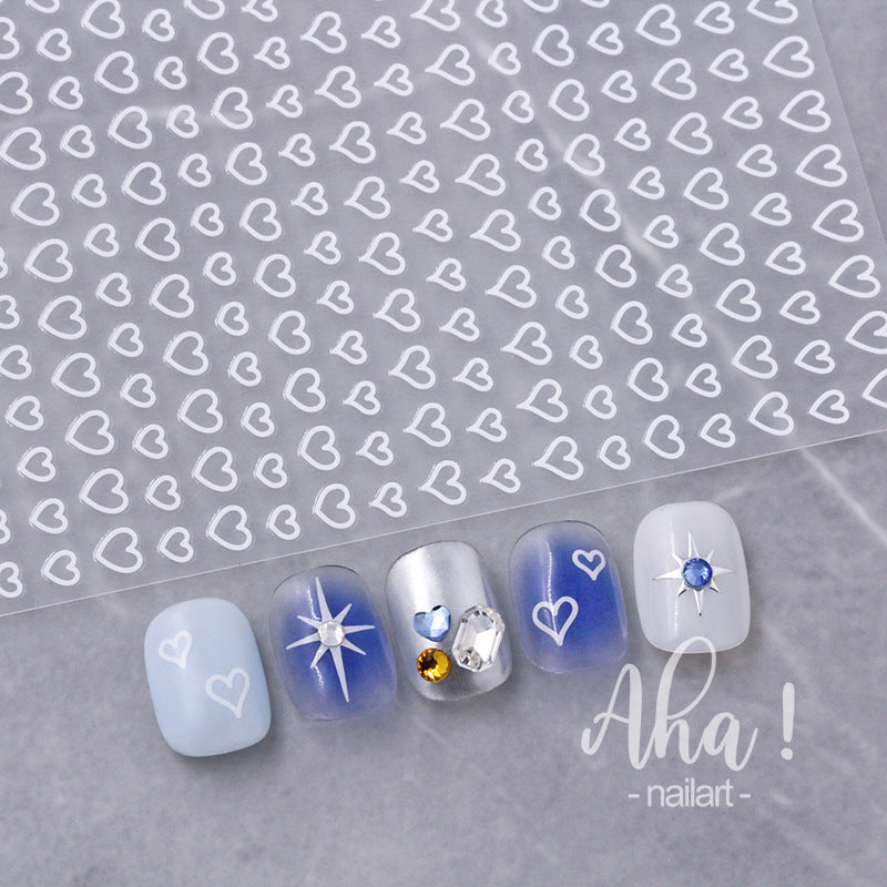 Nail Art Stickers 3D Love Heart Sticker Decals Metal Star Nail Adhesive Stickers Aha
