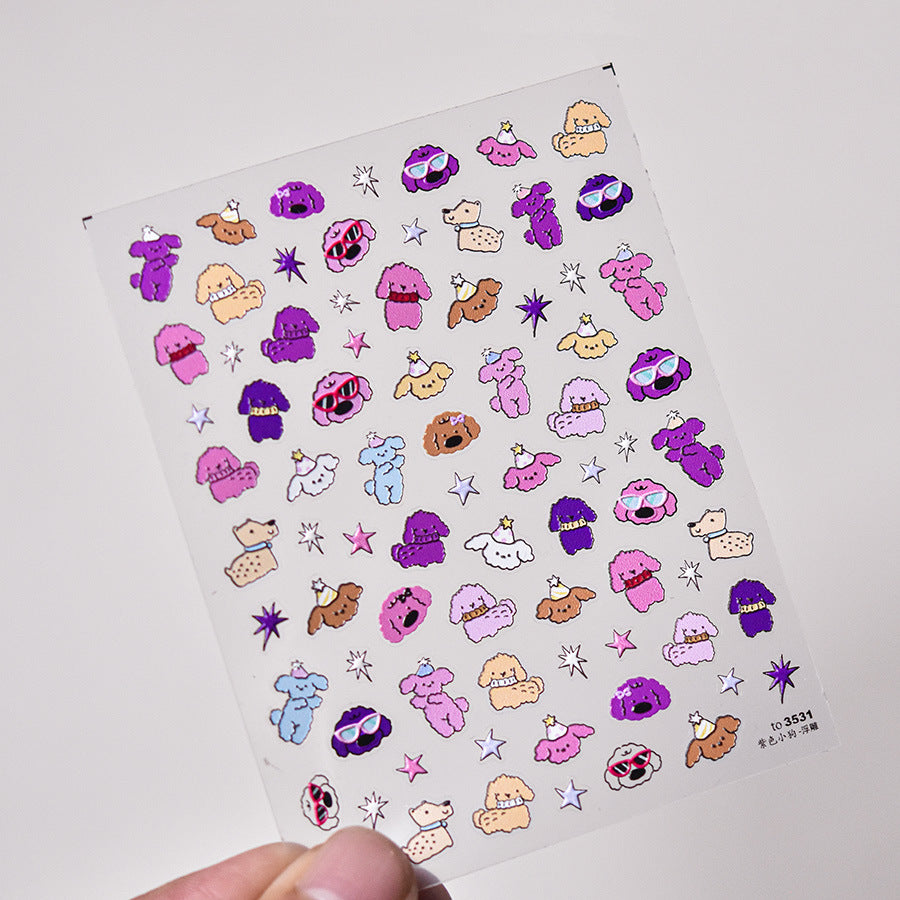 NailMAD Jelly Bear Nail Art Stickers Adhesive Cartoon Puppy Dogs Embossed Sticker Decals to3531