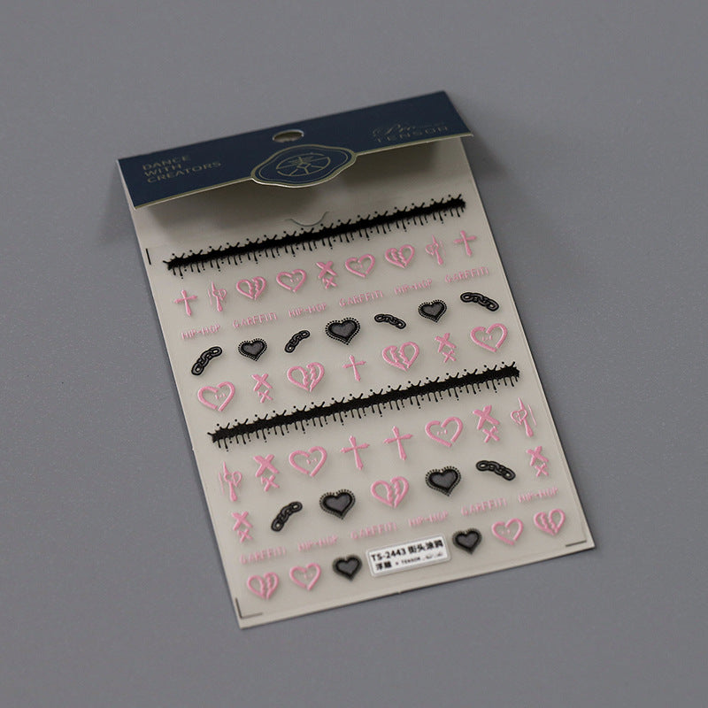 NailMAD Nail Art Stickers Adhesive Slider Graffiti Heart Sticker Decals - Nail MAD