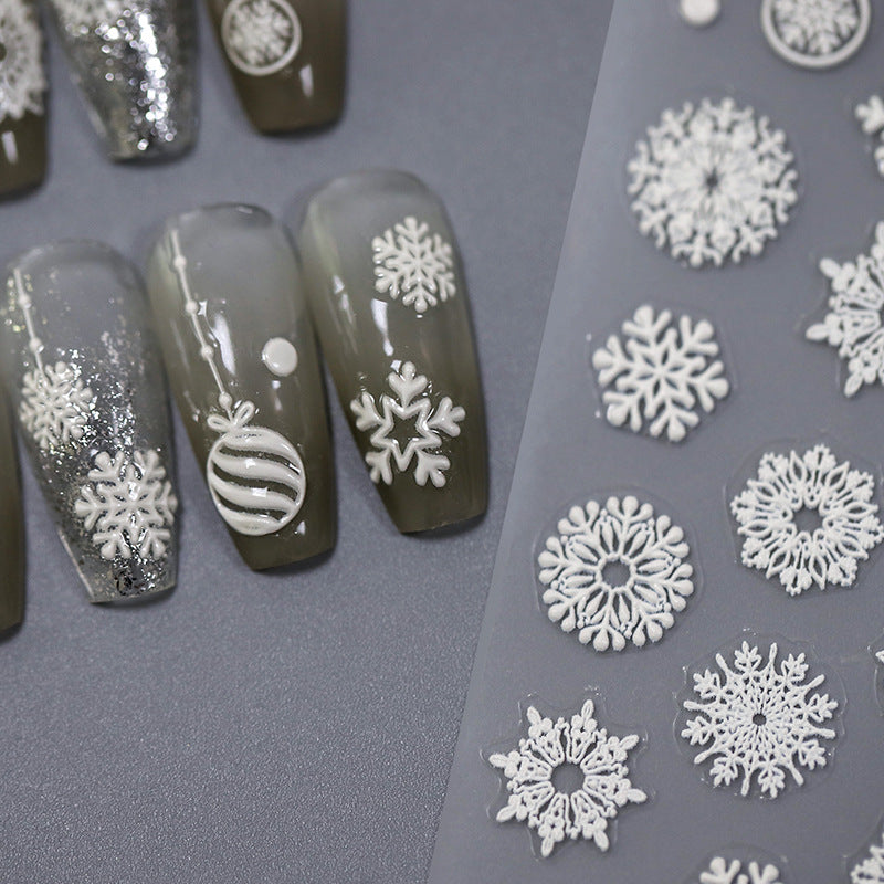 Tensor Nail Art Stickers Embossed Xmas Snowflake Sticker Decals - Nail MAD