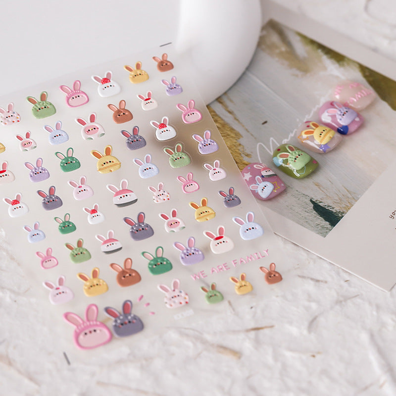 Tensor Nail Art Stickers Bunny Embossed Sticker Decals - Nail MAD