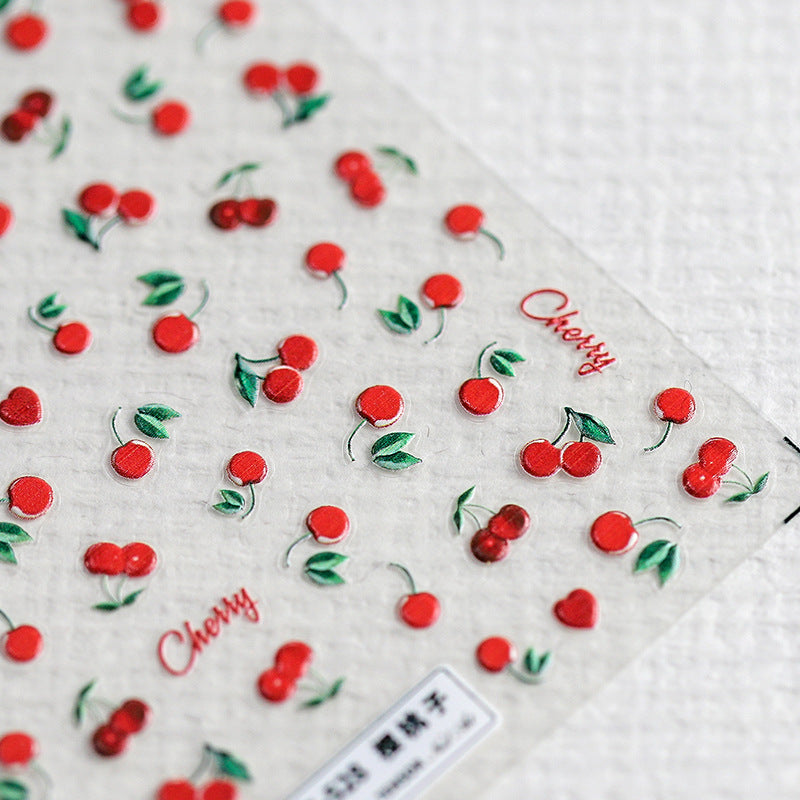 Tensor Nail Art Stickers Peach Cherry Embossed Sticker Decals - Nail MAD