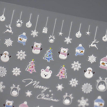 Nail Art Stickers Adhesive Slider Christmas Snowflakes Sticker Decals - Nail MAD