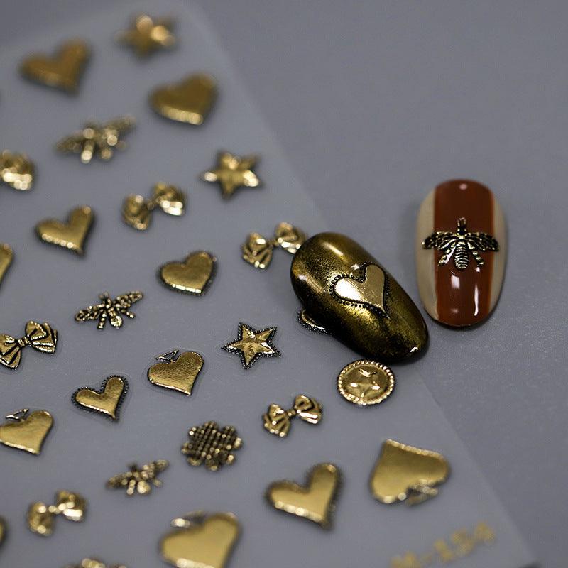 Tensor Nail Art Stickers Retro Gold Metal Embossed Sticker Decals M154 - Nail MAD