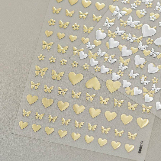 Laser Love Nail Art Stickers Adhesive Embossed Shiny Heart Sticker Decals for Valentine's Day - Nail MAD