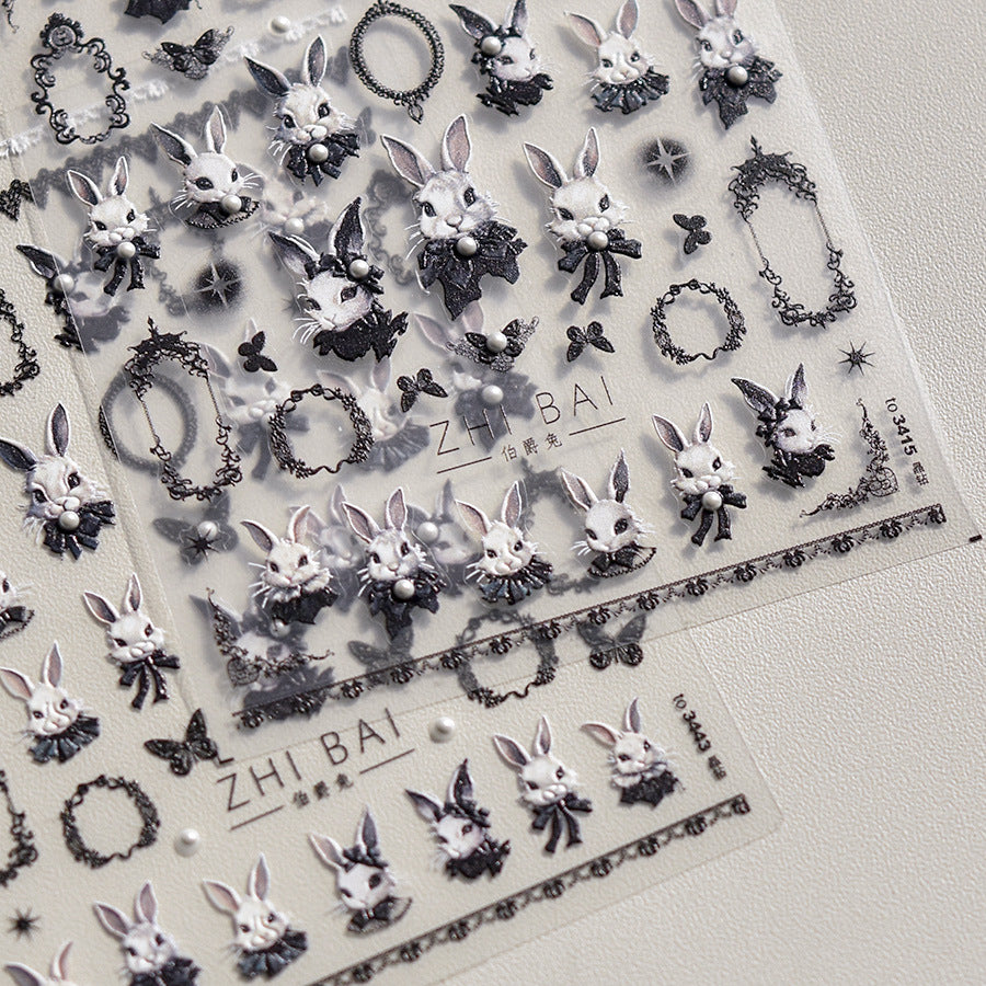NailMAD Duke Bunny Nail Art Stickers Adhesive Rabbit Embossed Sticker Decals to3415