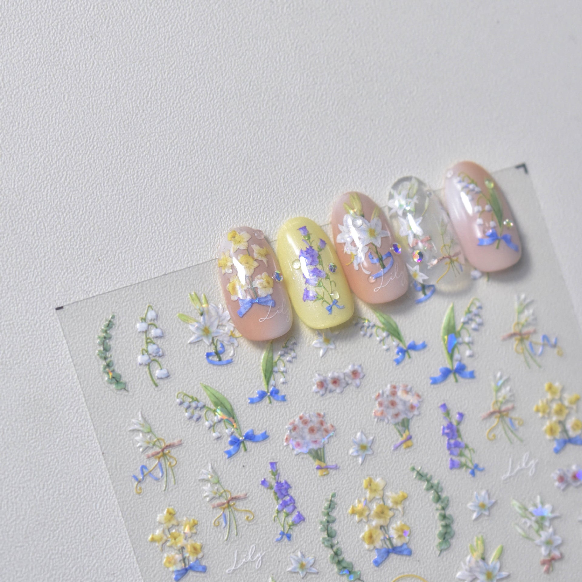 NailMAD Lily Flower Nail Art Stickers Adhesive Embossed Wild Flowers Rose Sticker Decals to3039