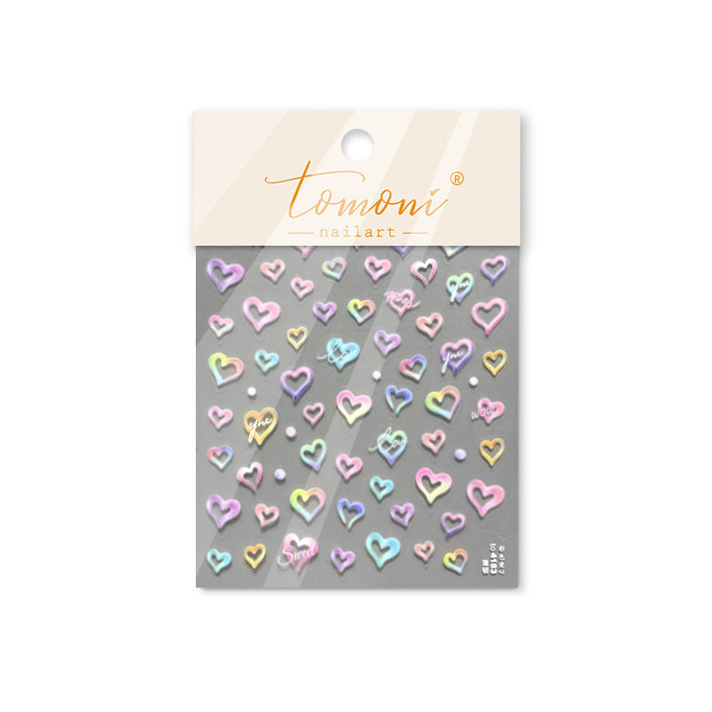 NailMAD Gradient Love Nail Art Stickers Heart Adhesive Embossed Sticker Decals to4183