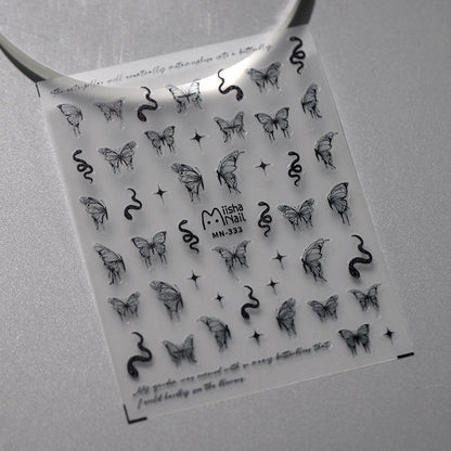 NailMAD Nail Art Stickers Adhesive Slider Butterfly Snake Sticker Decals - Nail MAD