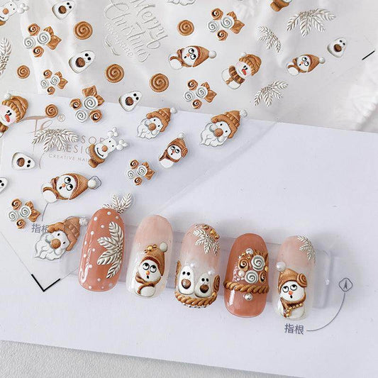 Nail Art Stickers Adhesive Slider Christmas Snowman Sticker Decals - Nail MAD