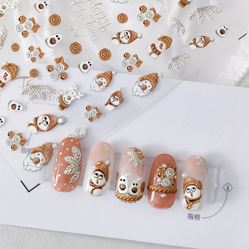 Tensor Nail Art Stickers Christmas Snowman Sticker Decals - Nail MAD