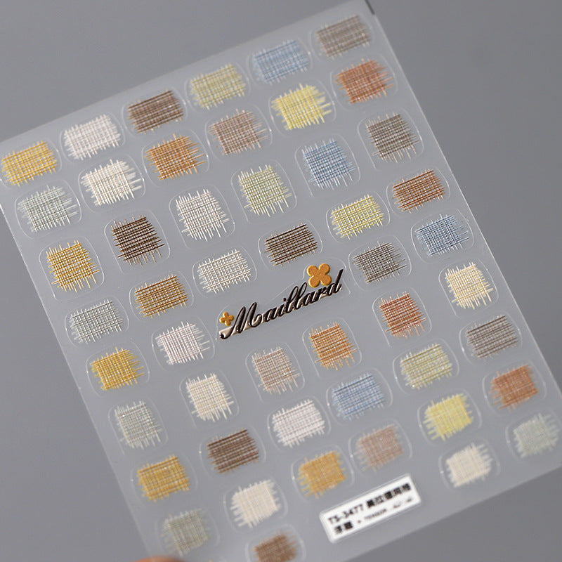 NailMAD Nail Art Stickers Adhesive Slider Embossed Colorful Grid Sticker Decals TS3477 - Nail MAD