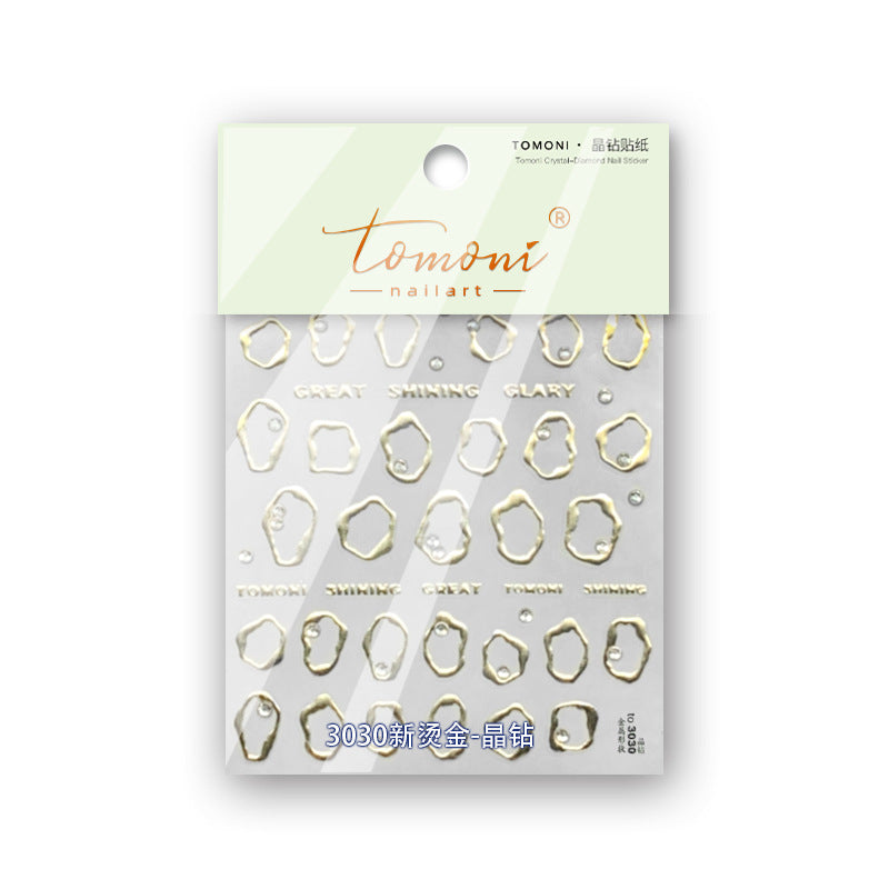 Gold Silver Circle Nail Art Stickers Adhesive Embossed Sticker Decals to3030