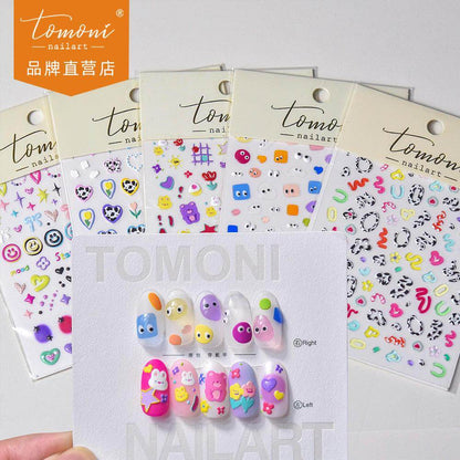 Cow Print Nail Art Stickers Adhesive Embossed Cute Bear Bunny Flower Sticker Decals to3054 - Nail MAD