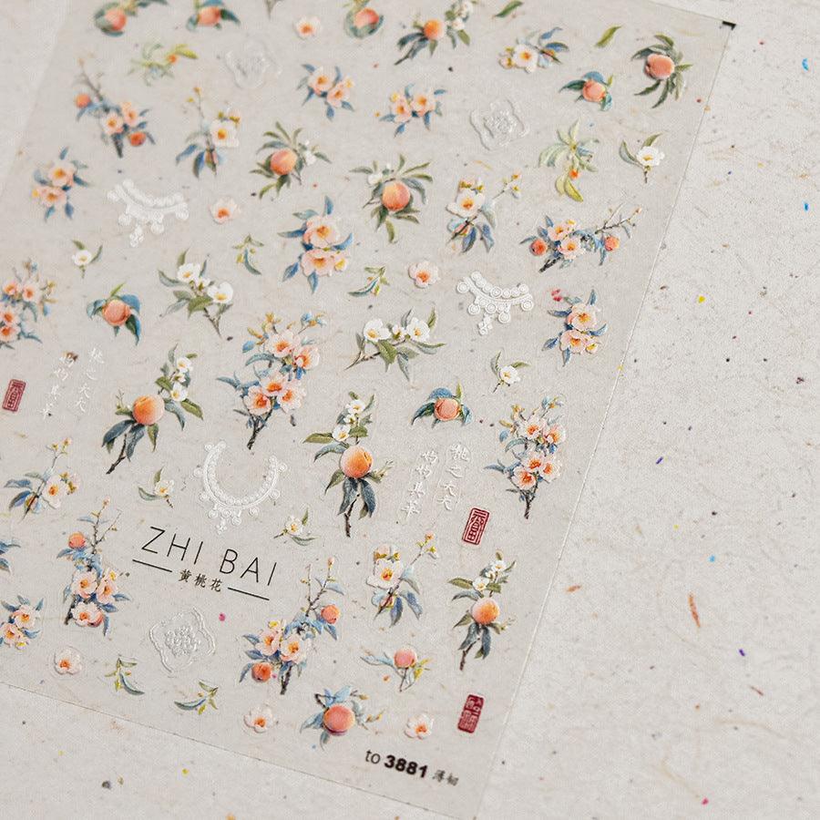 Fruit Nail Art Stickers Adhesive Peach Leaf Sticker Decals to3881