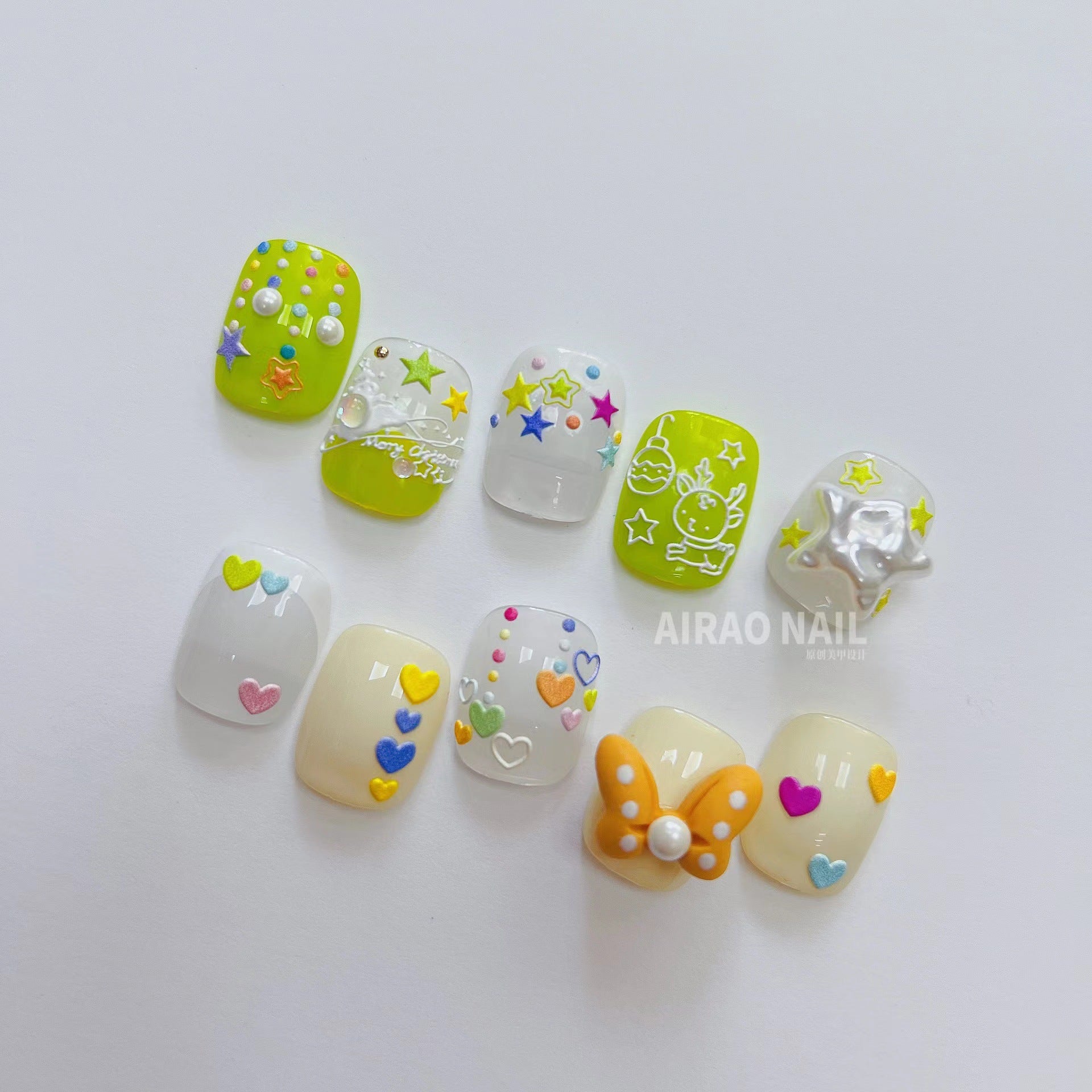 Mini Heart Stars Nail Art Stickers Colorful Star Dots Adhesive Embossed Sticker Decals to2350