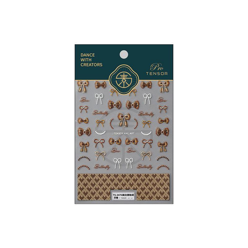 NailMAD Nail Art Stickers Adhesive Slider Embossed Chocolate Bowknot Sticker Decals TS3475 - Nail MAD