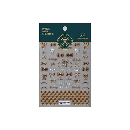 NailMAD Nail Art Stickers Adhesive Slider Embossed Chocolate Bowknot Sticker Decals TS3475 - Nail MAD