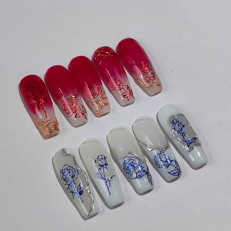 Tensor Nail Art Stickers Metal Color Rose Sticker Decals M001 - Nail MAD