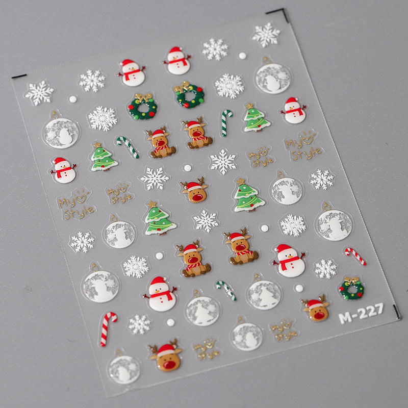 NailMAD Nail Art Stickers Adhesive Slider Embossed Snowflake Winter Art Sticker Decals M227 - Nail MAD