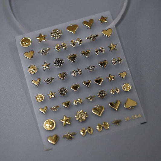Tensor Nail Art Stickers Retro Gold Metal Embossed Sticker Decals M154 - Nail MAD