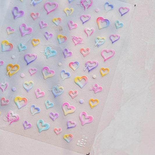 Gradient Love Nail Art Stickers Heart Adhesive Embossed Sticker Decals to4183 - Nail MAD