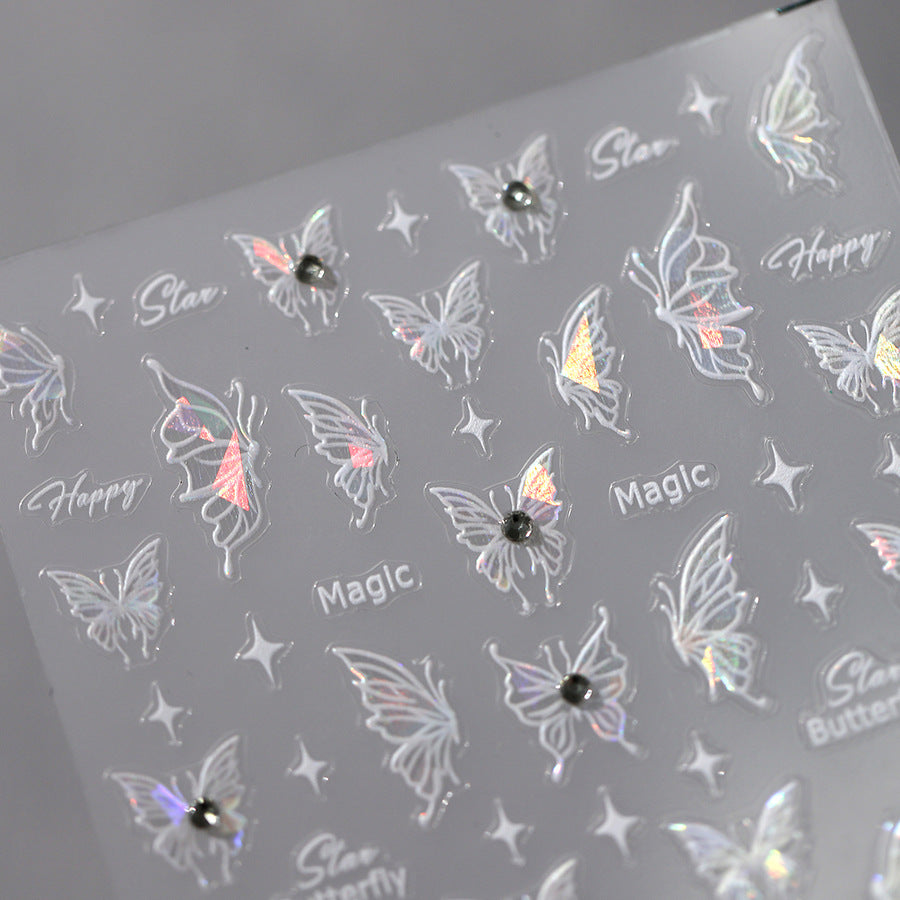 NailMAD Nail Art Stickers Adhesive Slider Butterfly with Beads Sticker Decals TL108 - Nail MAD