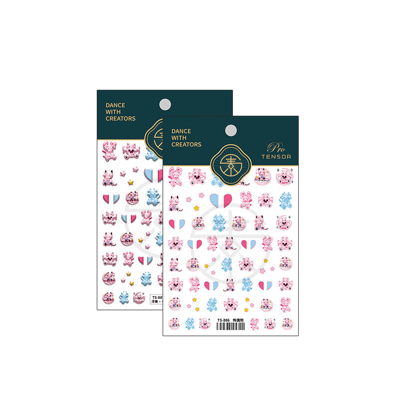 Tensor Nail Sticker Embossed Bear Sticker Decals TS886 - Nail MAD