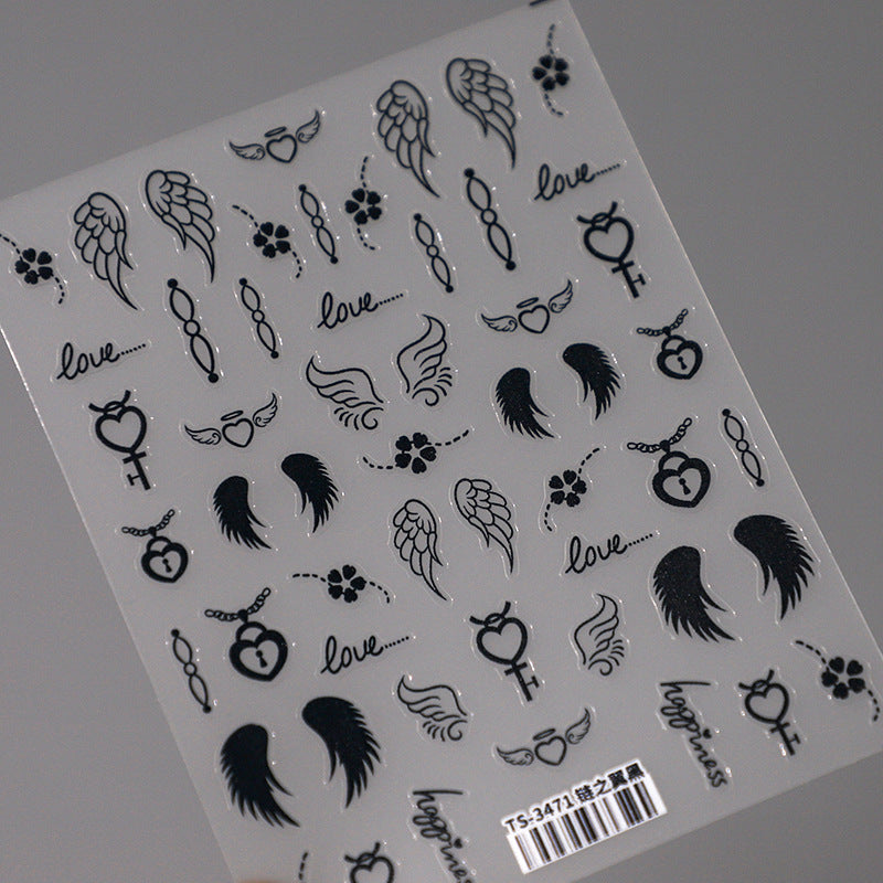 Tensor Nail Art Stickers White Wings Sticker Decals - Nail MAD