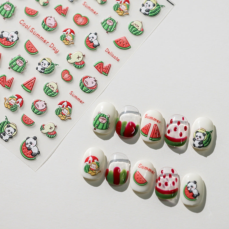 NailMAD Nail Art Stickers Adhesive Slider Summer Watermelon Fruit Sticker Decals - Nail MAD