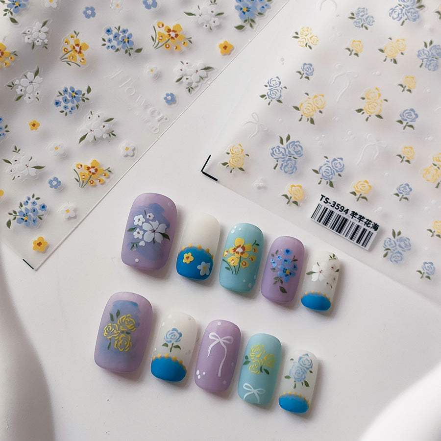NailMAD Nail Art Stickers Adhesive Slider Embossed Lavender Flower Sticker Decals TS3593 - Nail MAD