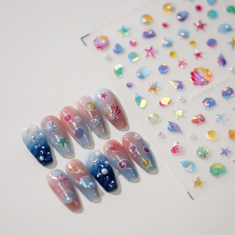 NailMAD Nail Art Stickers Adhesive Slider Shiny Starfish Shell Sticker Decals TL012 - Nail MAD