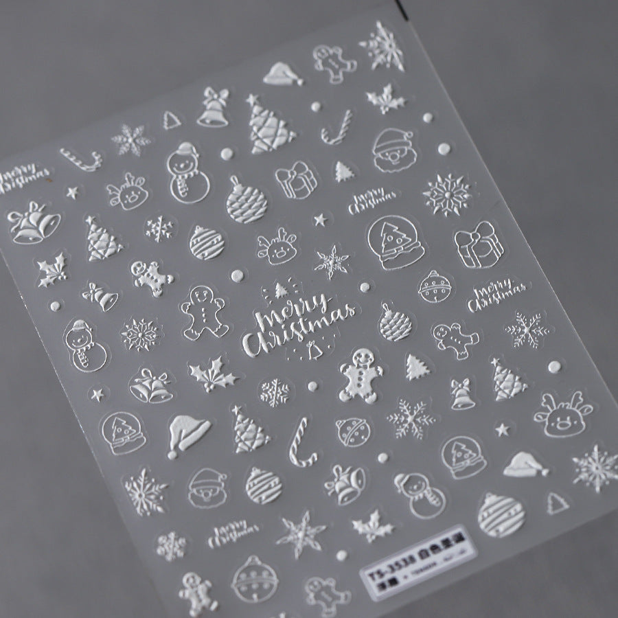 NailMAD Nail Art Stickers Adhesive Slider Embossed Snowflake Sticker Decals TS3537 - Nail MAD