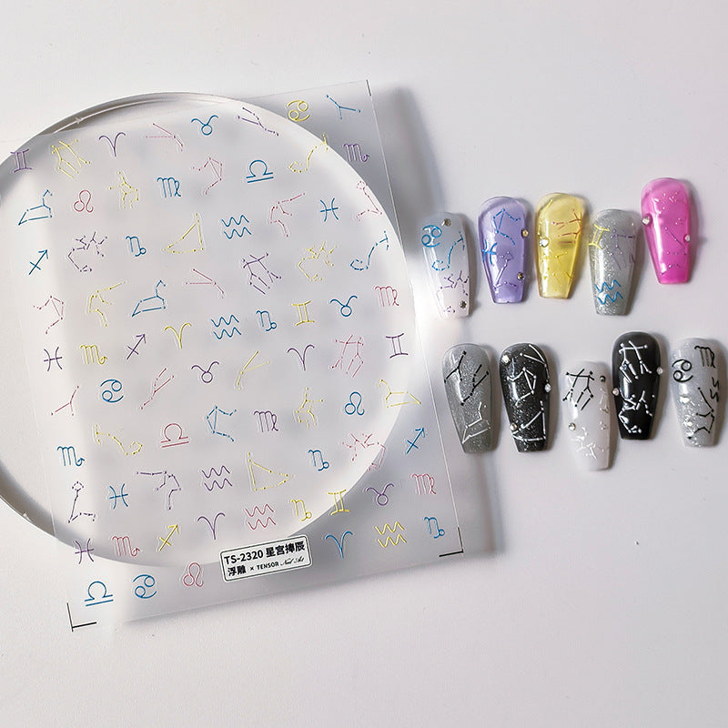 Tensor Nail Art Stickers Embossed Zodiac Sticker Decals TS2318 - Nail MAD